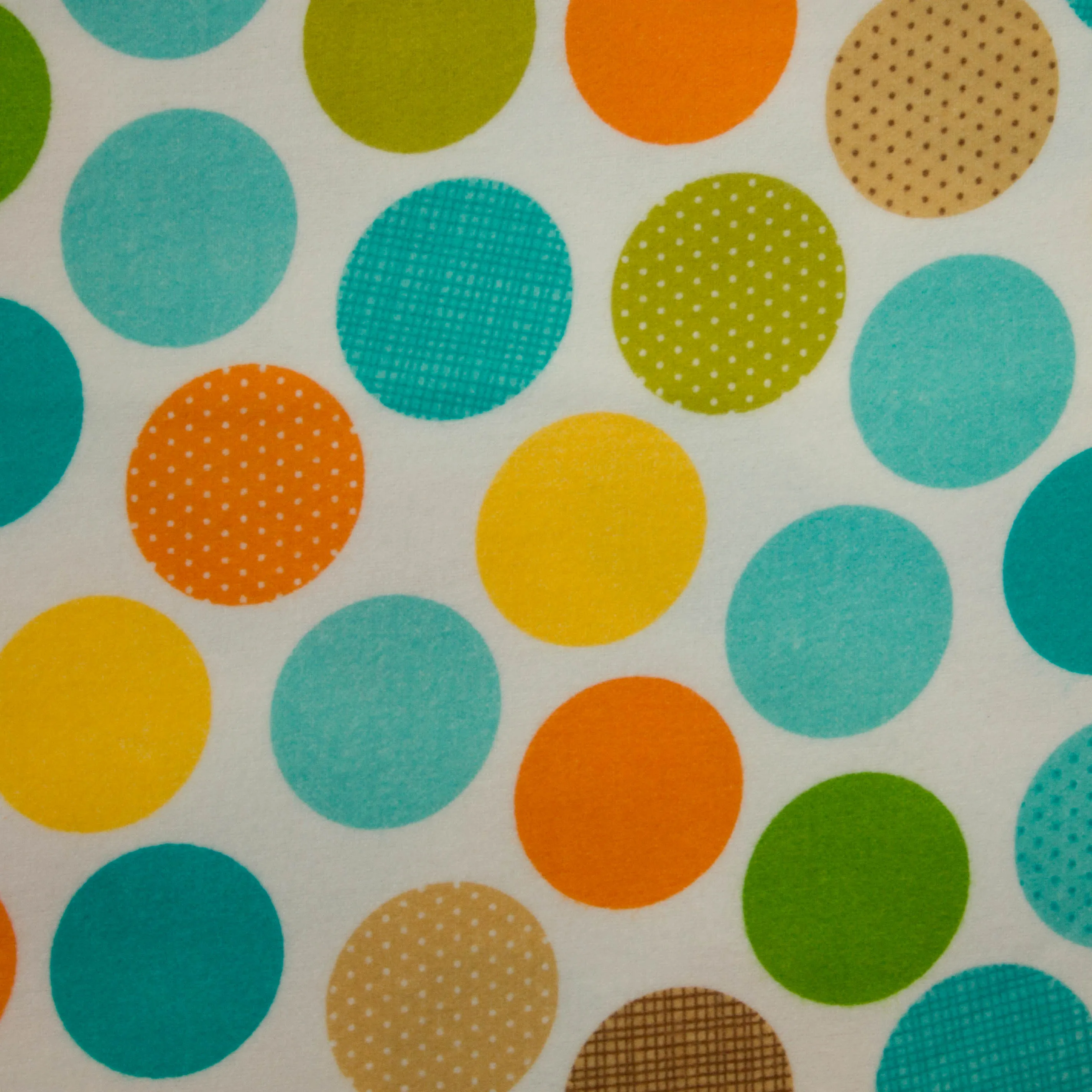 Flanel wit met multicolor bollen